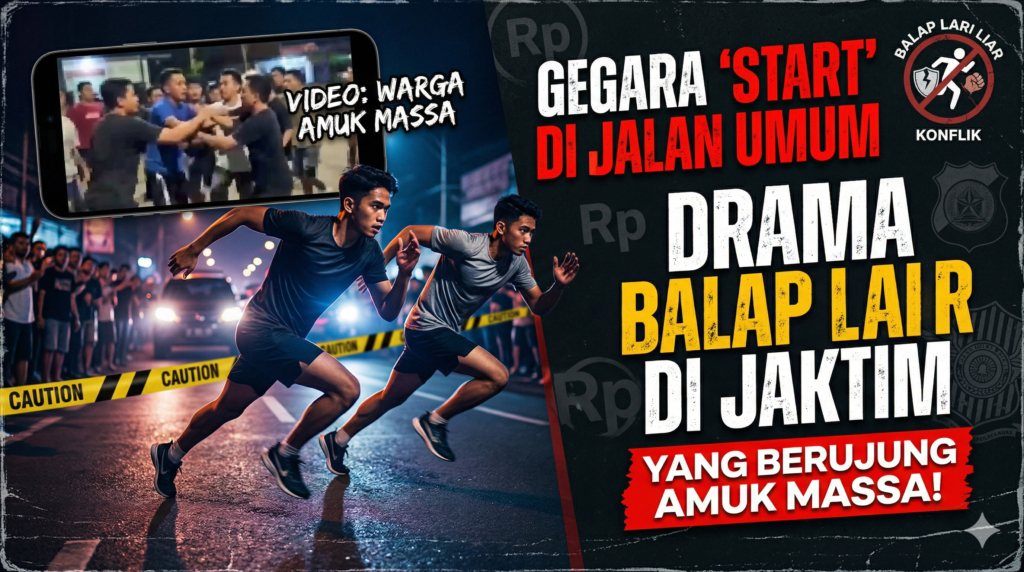 balap lari liar jaktim, balap lari liar jakarta timur, warga amuk balap lari, penutupan jalan sepihak, fenomena balap lari malam, gangguan ketertiban umum