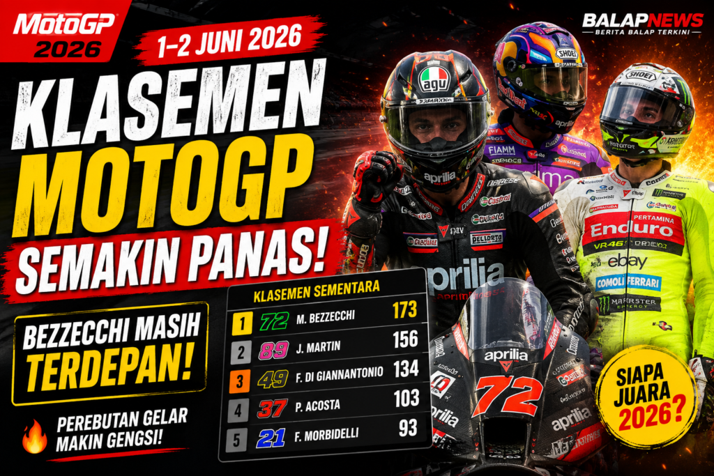 Klasemen MotoGP 2026 Memanas, Bezzecchi Masih Terdepan